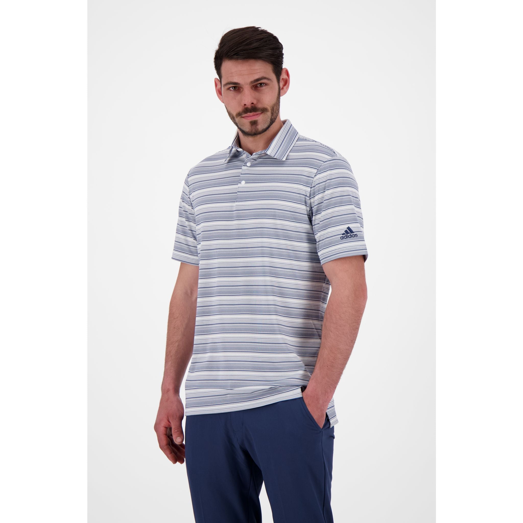Adidas Heather Snap SS Polo Navy/Weiß Herren