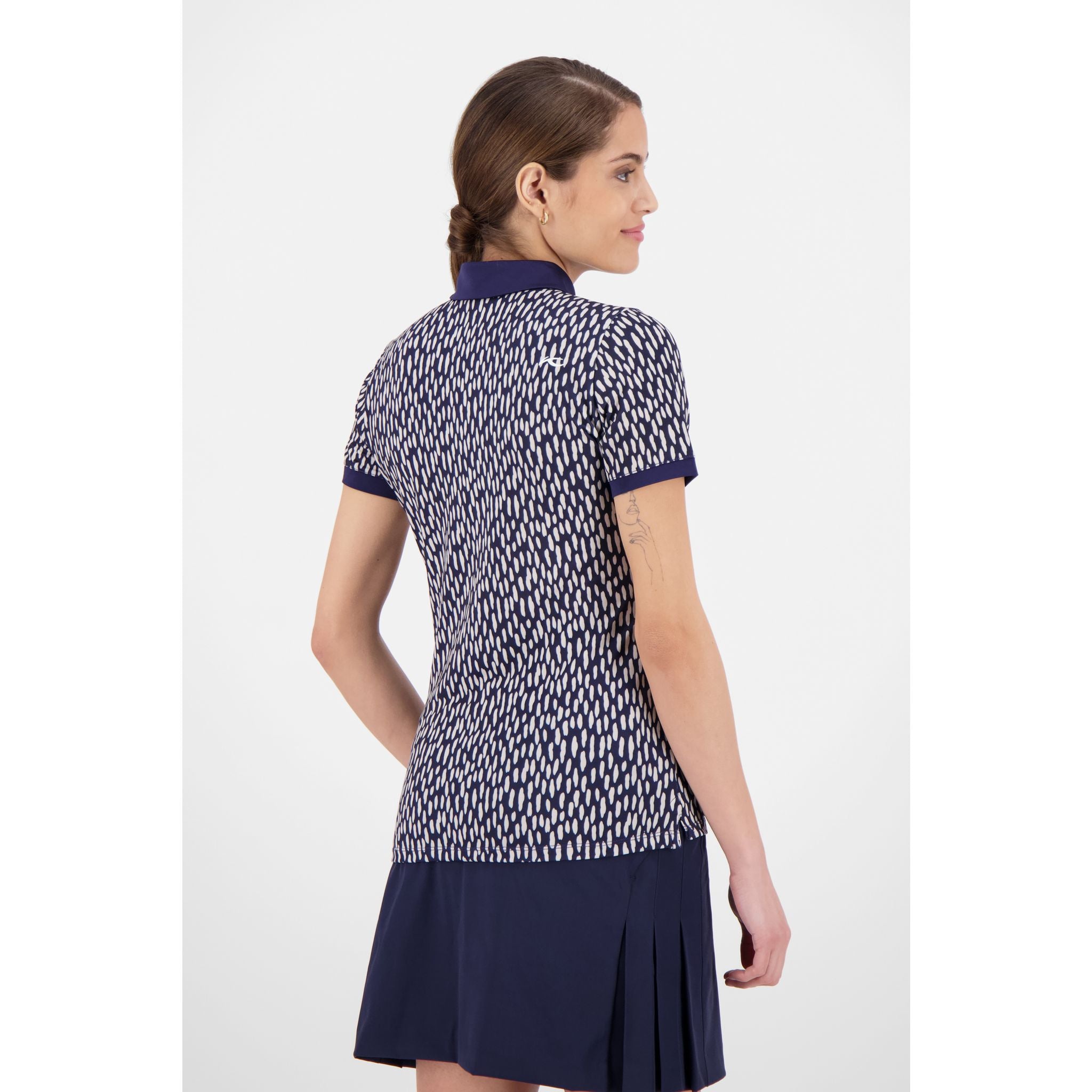 Kjus W Enya Printed SS Polo Atlanta Blau/Silber Fog Damen
