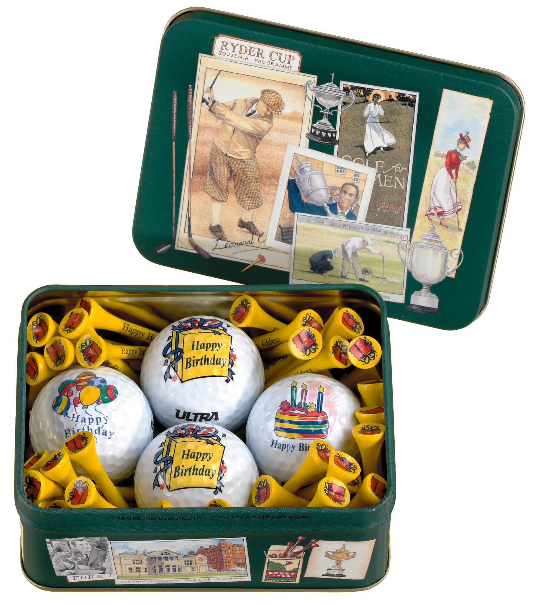 Sportiques Golfgeschenke Deko Dose Happy Birthday (Bälle & Tees)