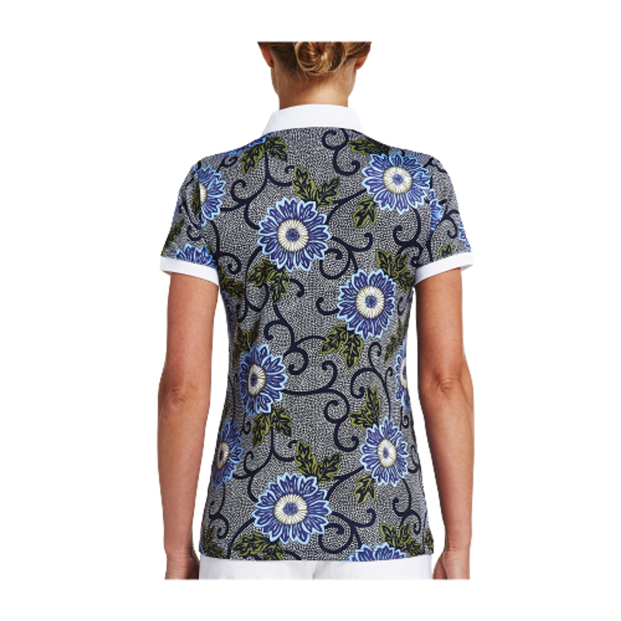Röhnisch Polo AOP Blau Massai Flower Damen