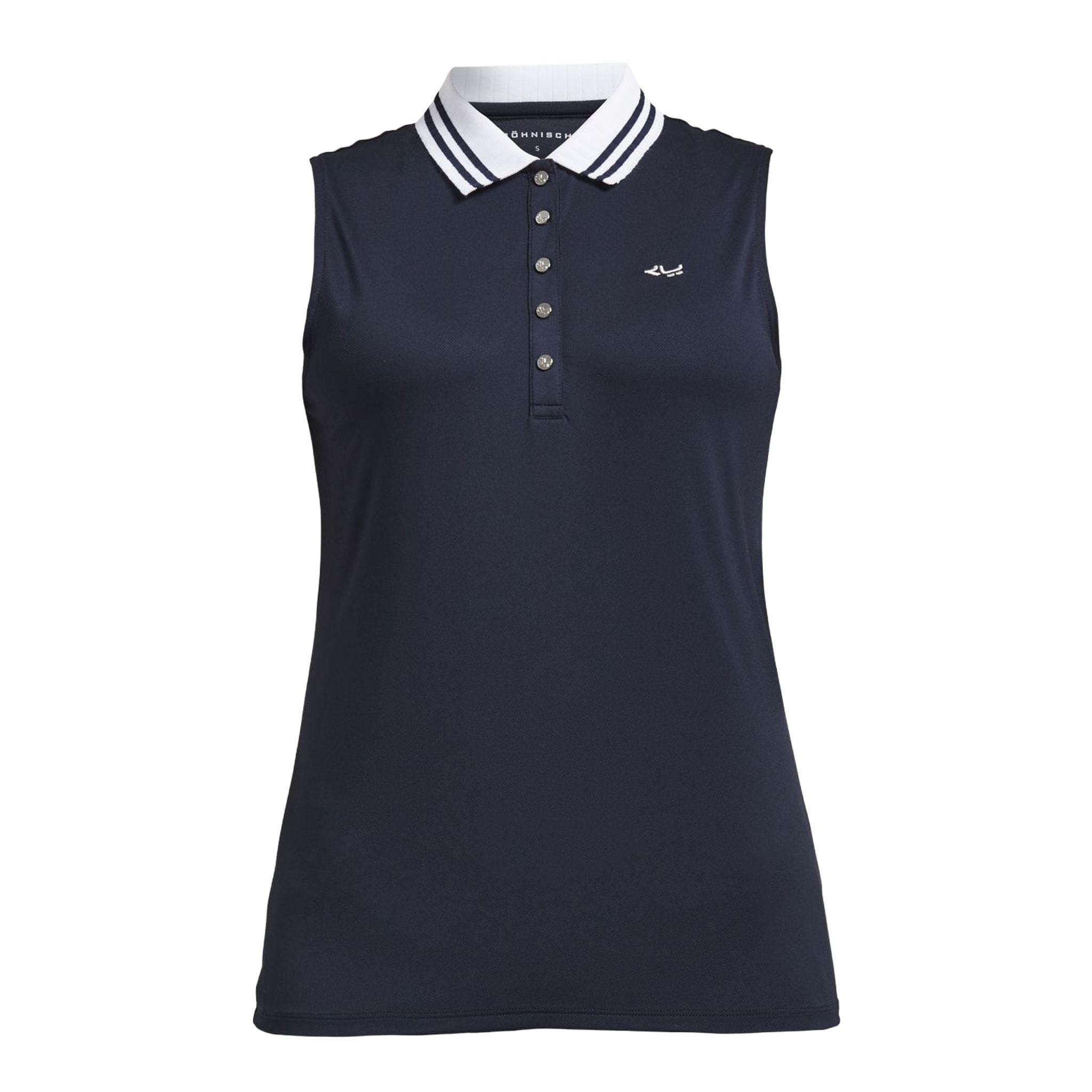 Röhnisch Polo Stripe Ärmellos Navyblau Damen