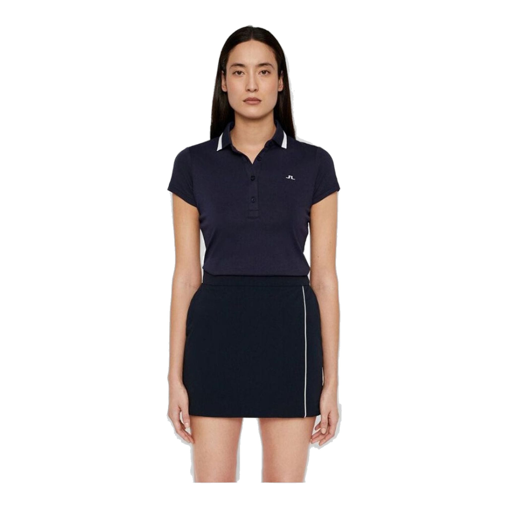 J. Lindeberg W Alve-Cotton Poly Polo Navy Melange Damen