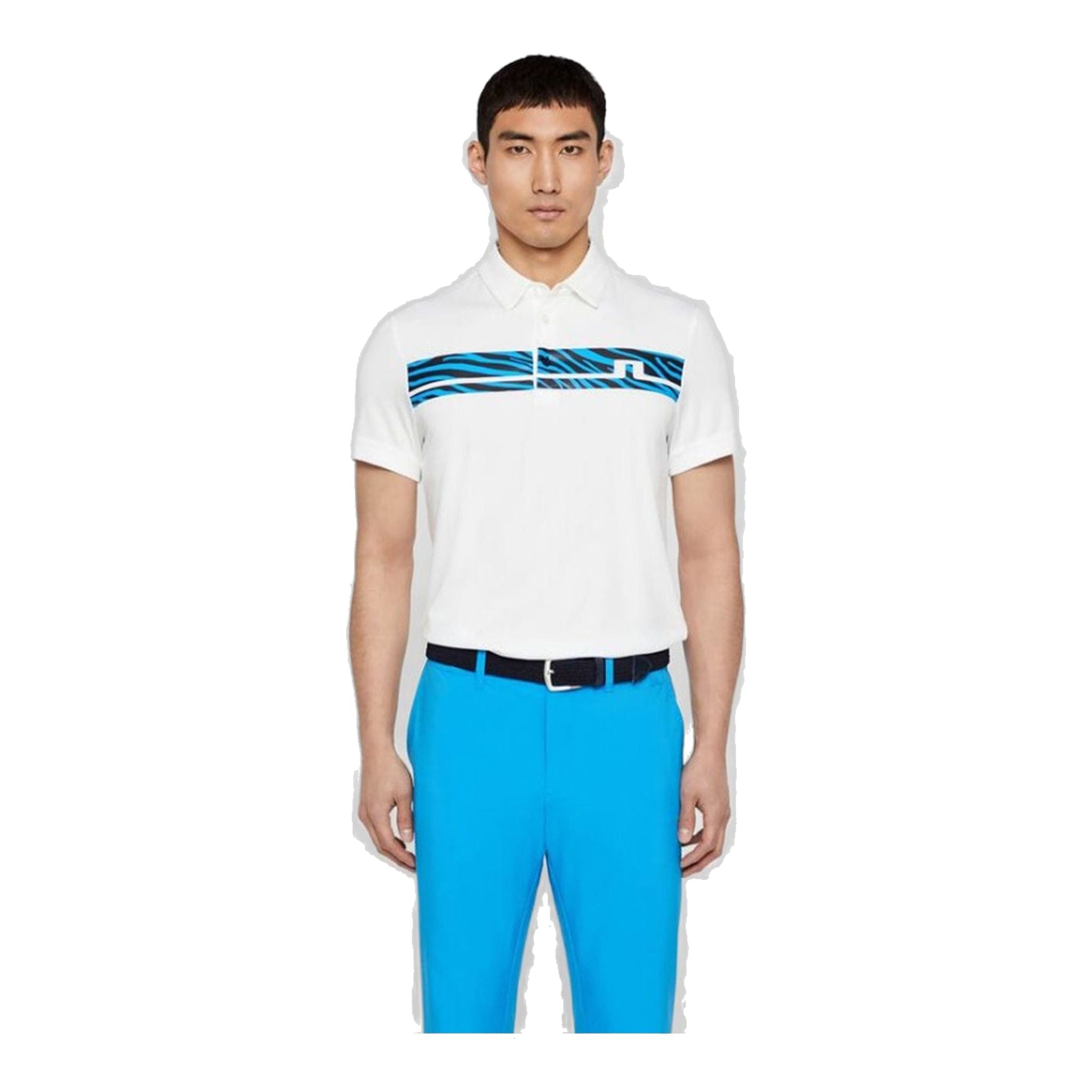 J. Lindeberg M Clark Print Slim Fit-TX Jersey Polo White Herren