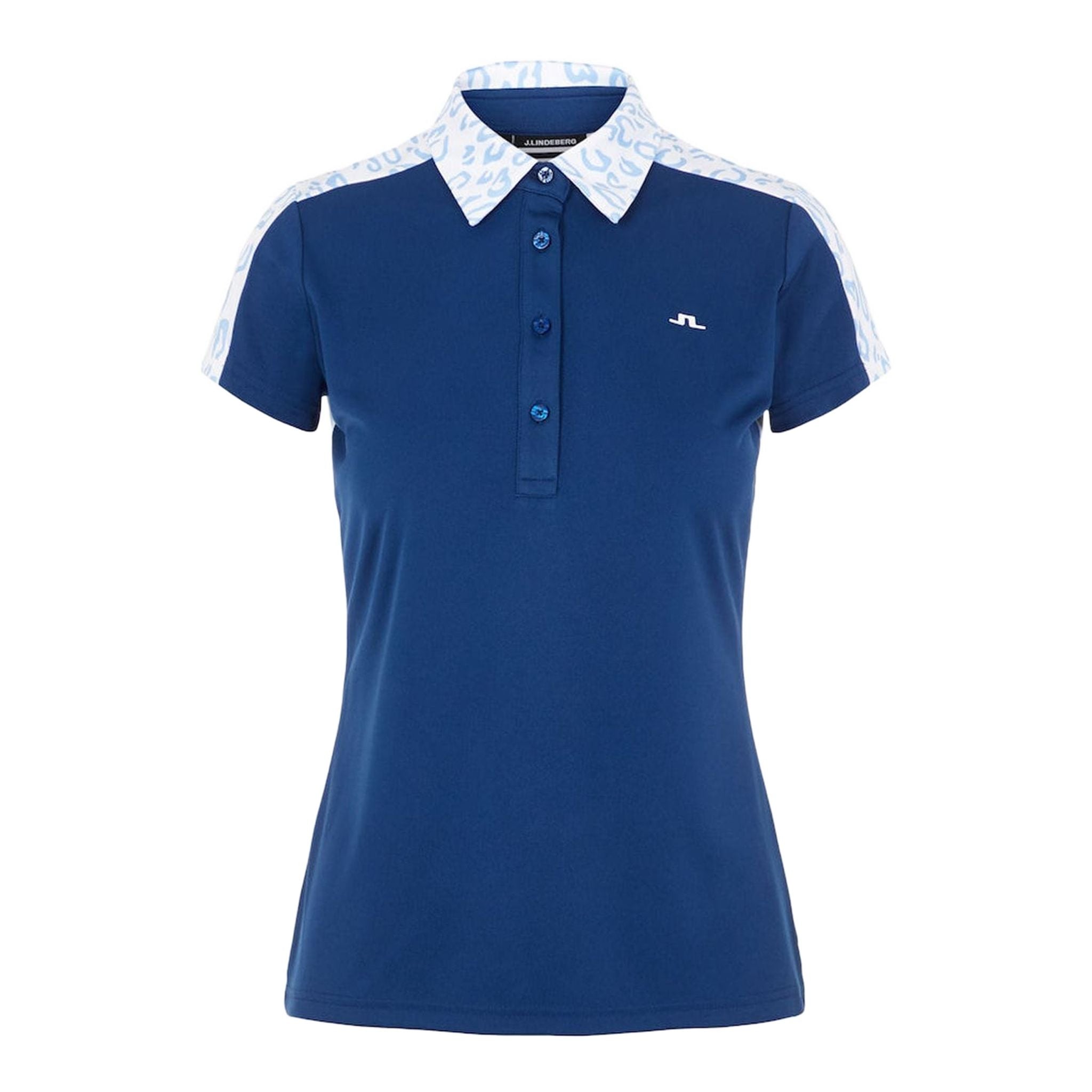 J. Lindeberg W Cara SS Polo Animal Blue White Damen