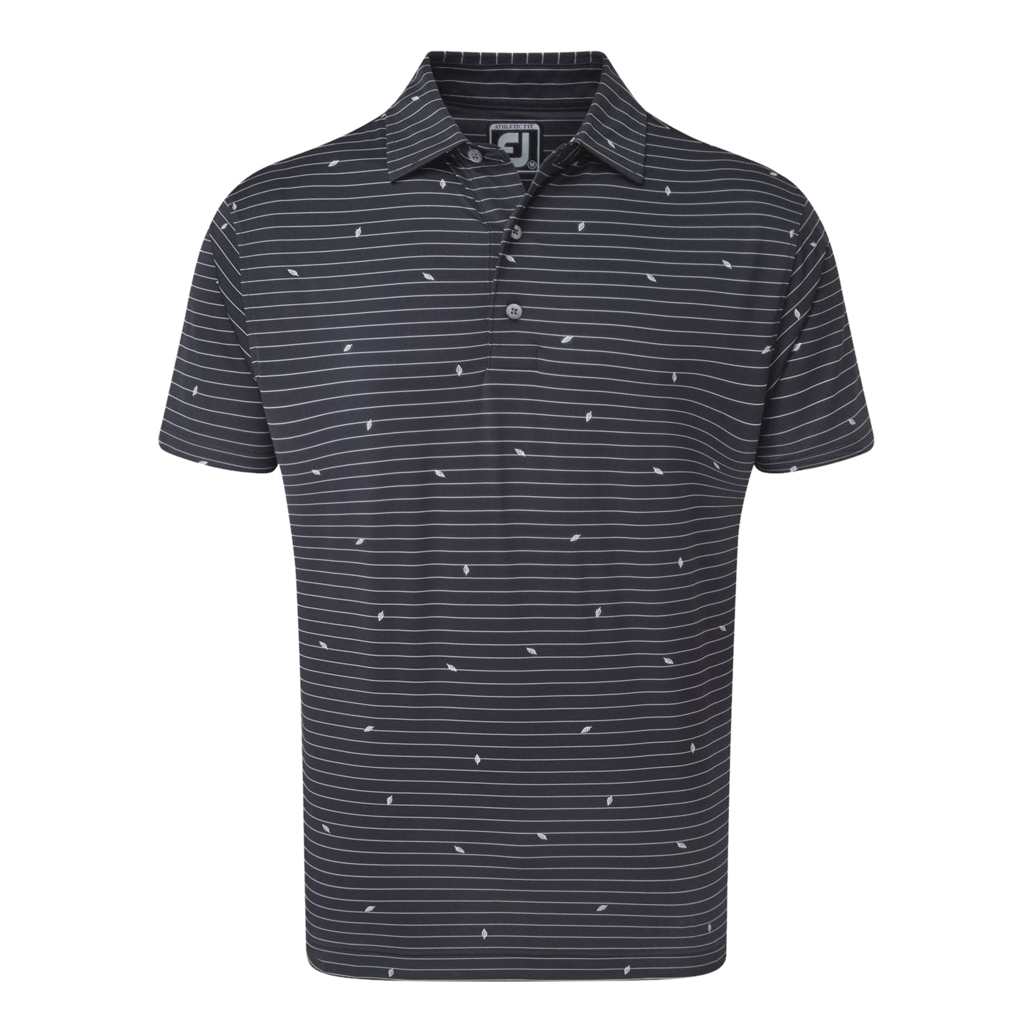 Footjoy M Lisle Stripe Leaf SS Polo Navy/White Herren