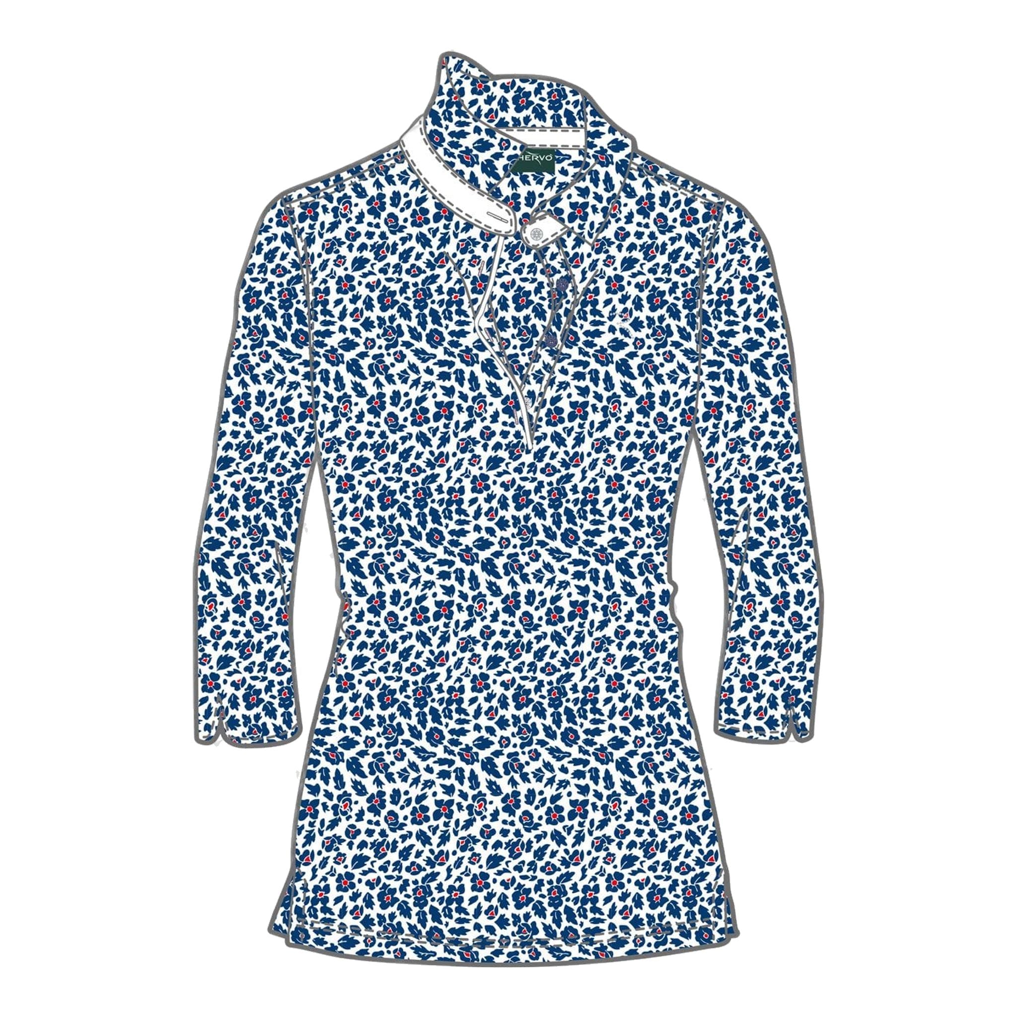 Chervo W Abatjour 3/4 Polo Blau/Weiß Gemustert Damen