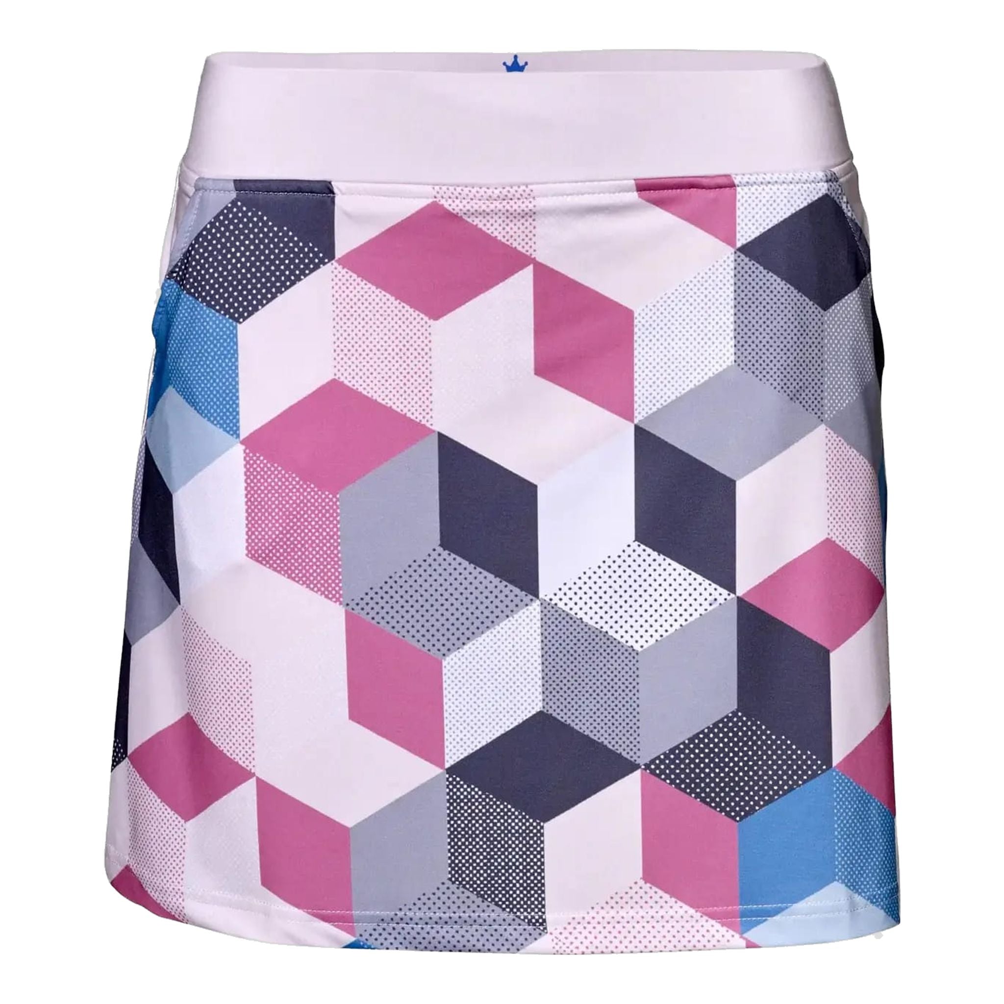 Girls Golf Rectangles Skort White/Grey Damen