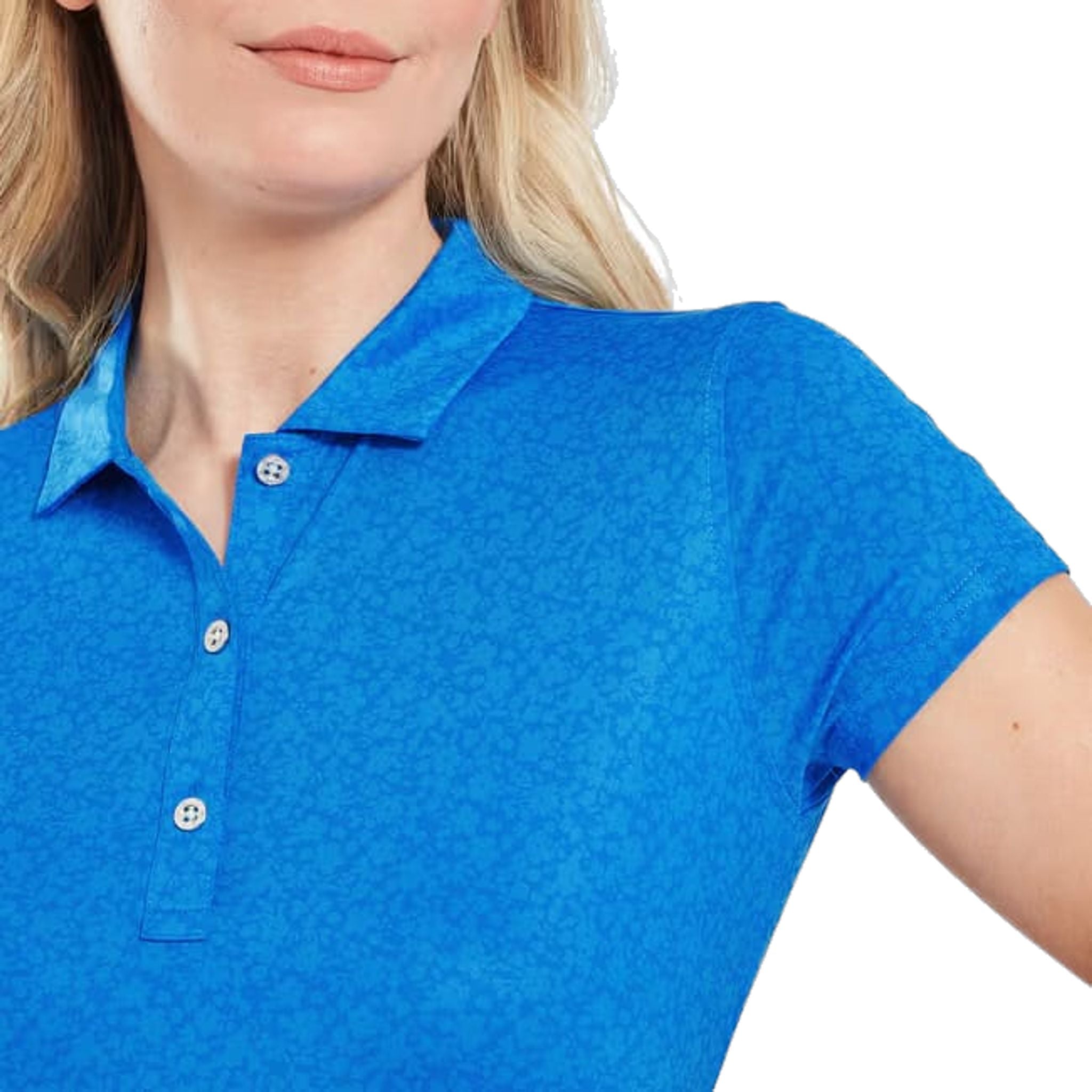 Footjoy Painted Floral Cap Sleeve Lisle Polo Damen