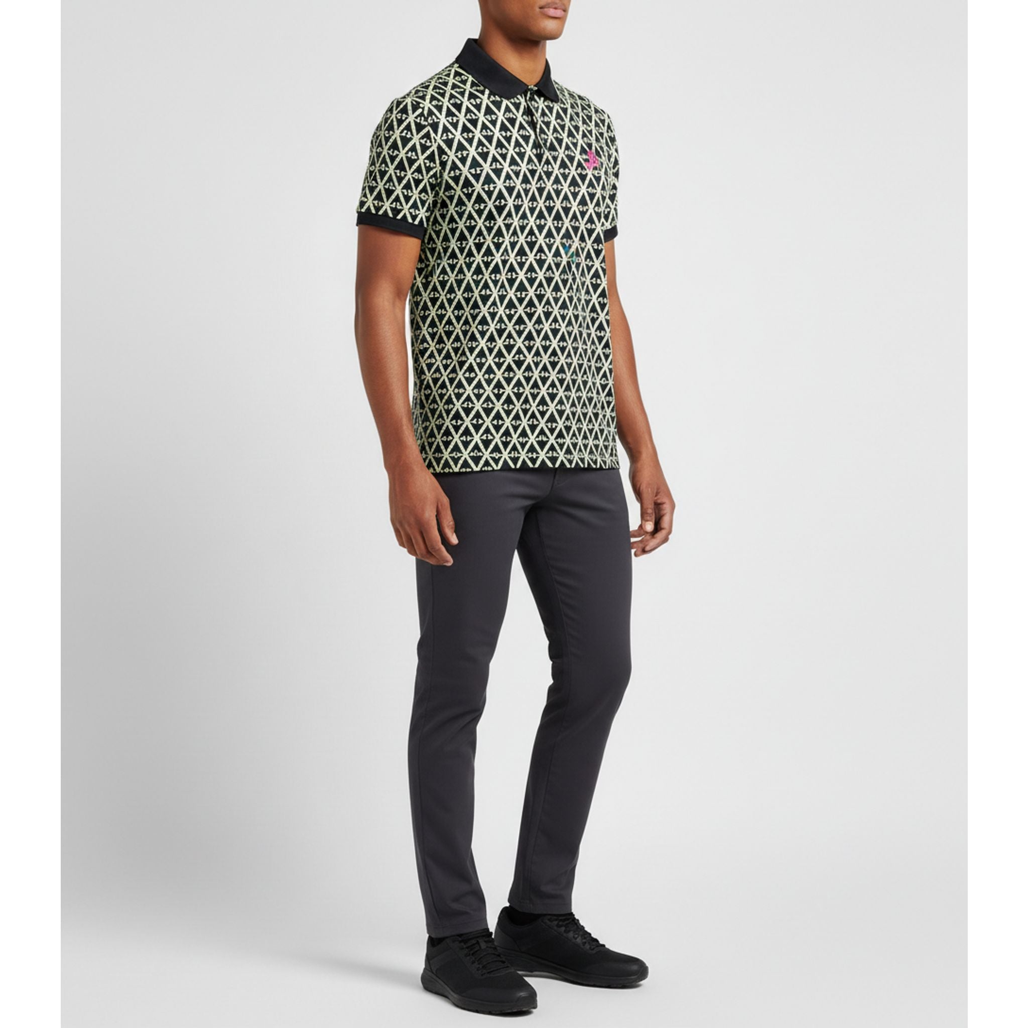 J. Lindeberg M Tour Tech Reg Fit Print Polo JL Navy Bridge Mono Herren