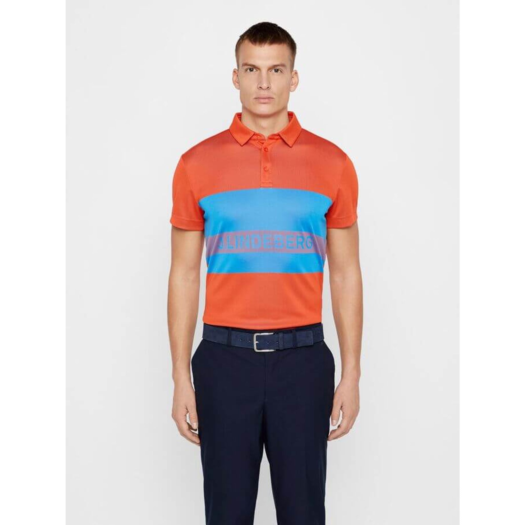 J. Lindeberg M Theo Reg Fit-TX Jaquard Polo Tomato Red Herren