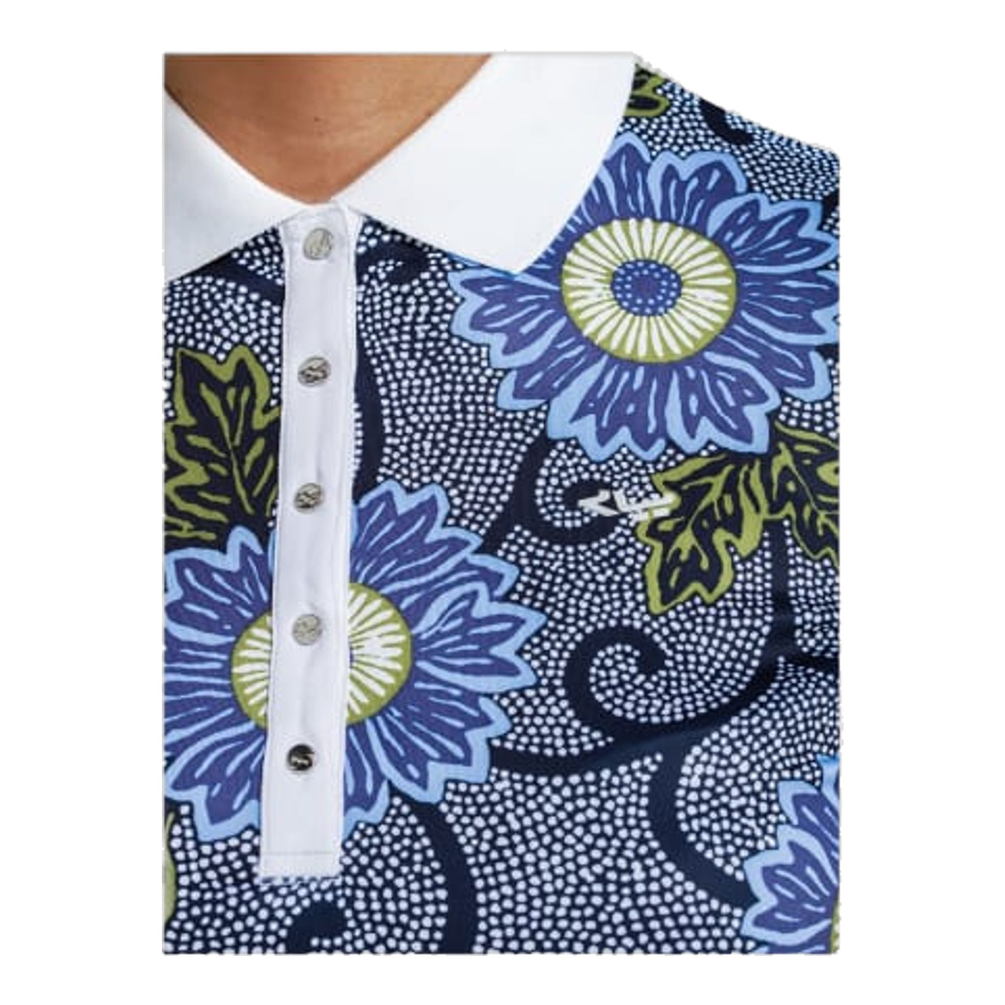 Röhnisch Polo AOP Blau Massai Flower Damen