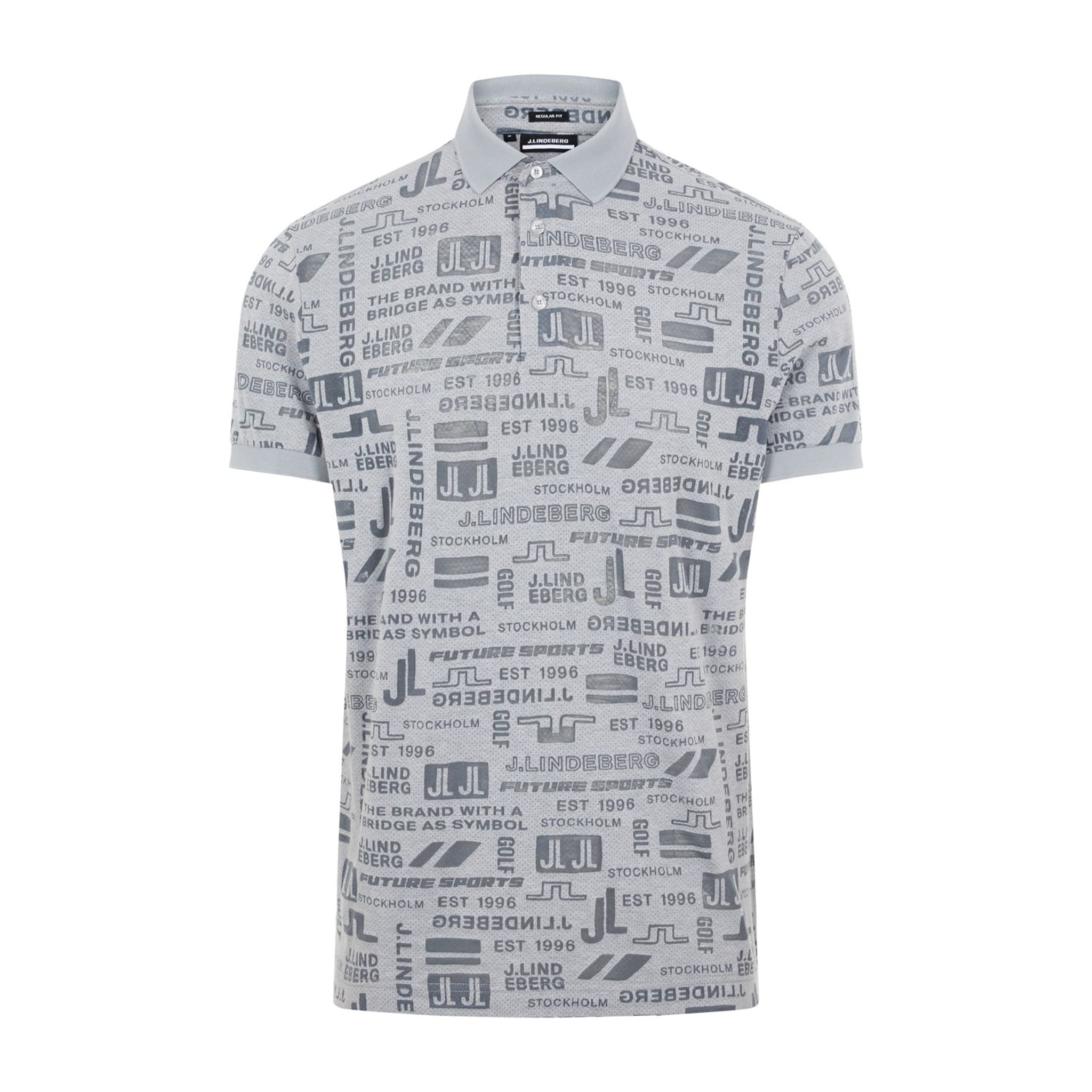 J. Lindeberg M Kv Regular Fit SS Polo Print JL Future Grey Herren