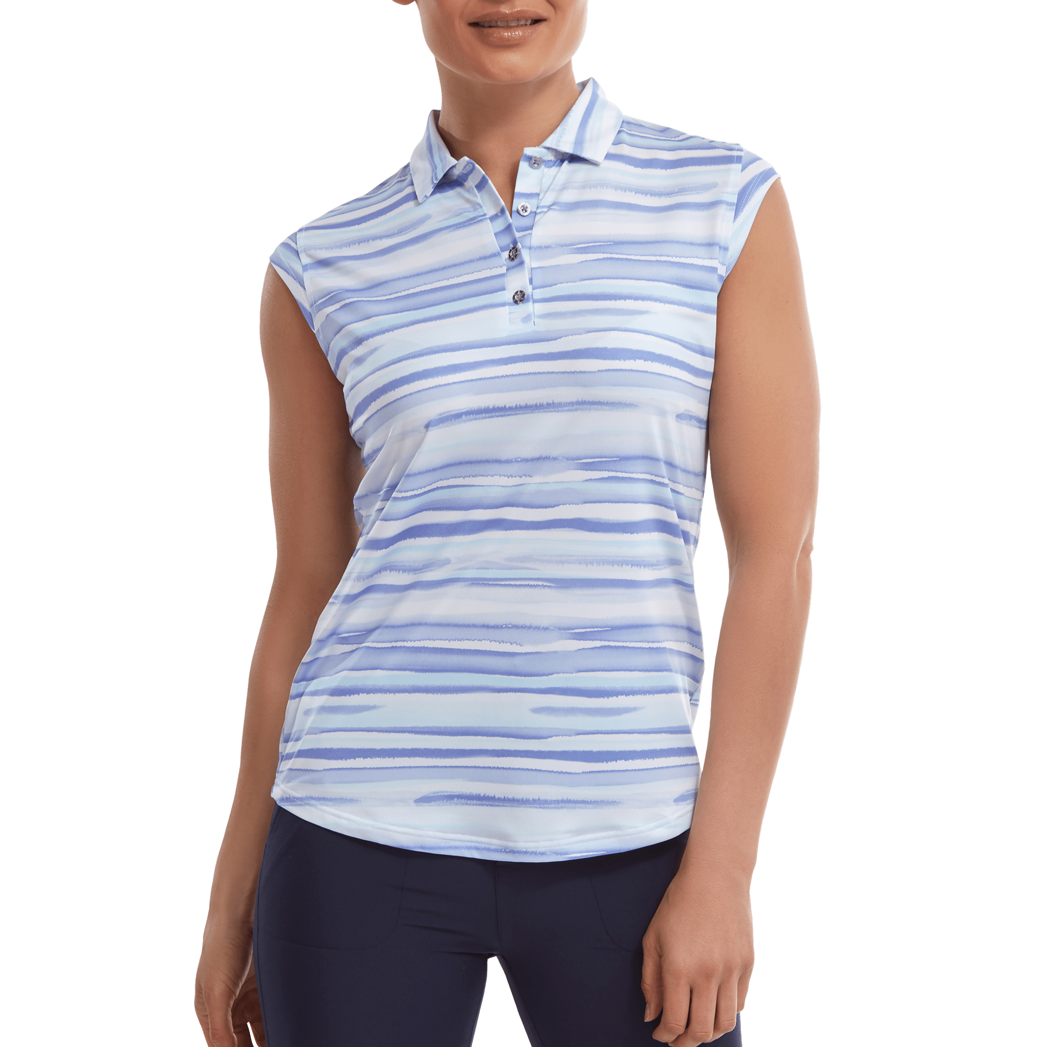 Footjoy Cap Sleeve Watercolour Print Lisle Polo Damen