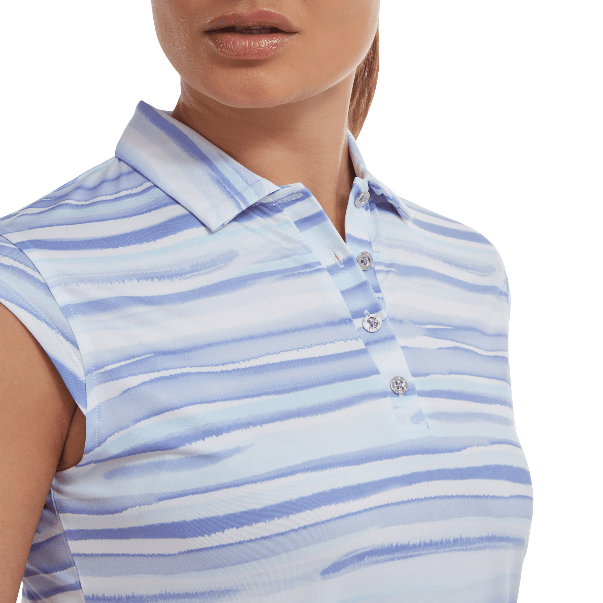 Footjoy Cap Sleeve Watercolour Print Lisle Polo Damen