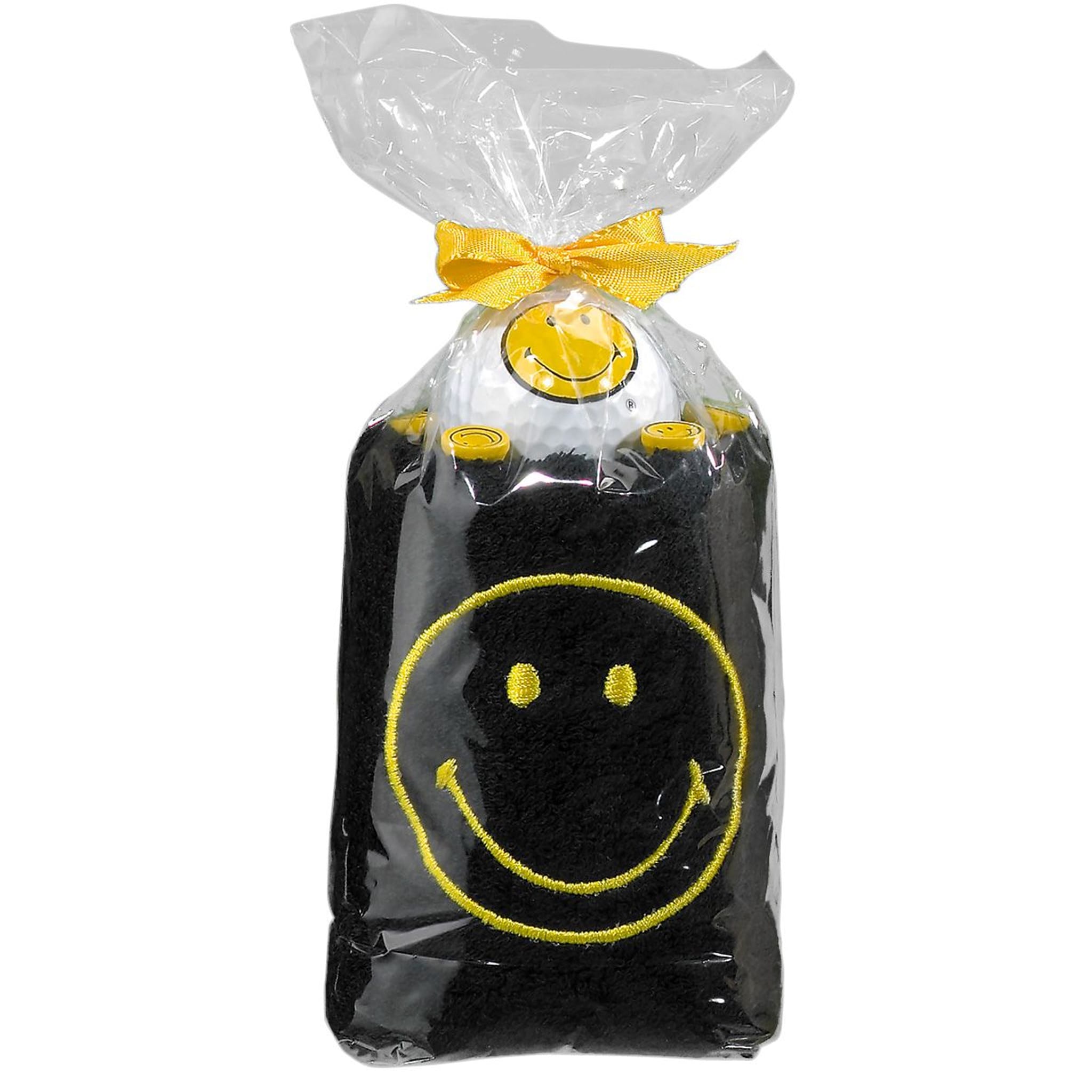 Sportiques Golfgeschenke Caddytuch Rolle Smiley Schwarz (Bälle & Pitchgabel & Ballmarker)