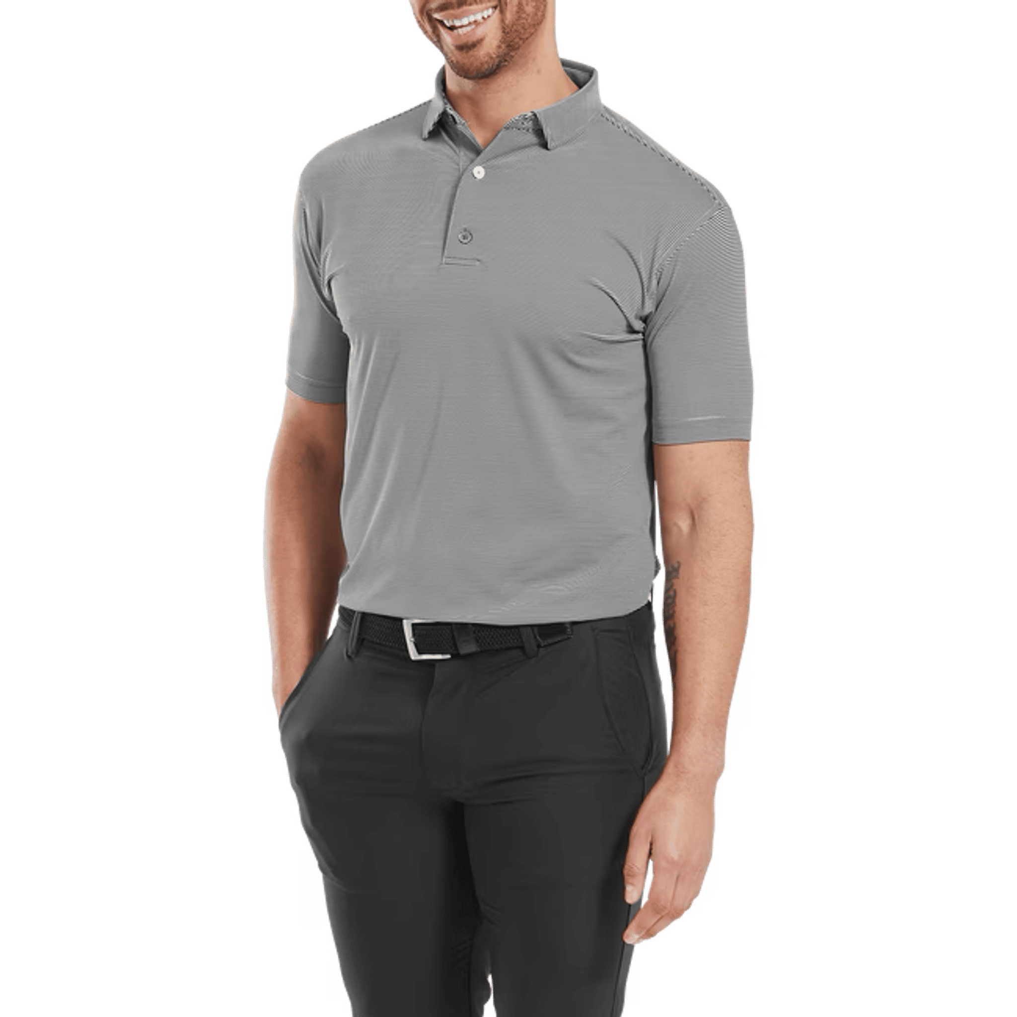 Footjoy Micro Feeder Stripe Lisle Polo Herren