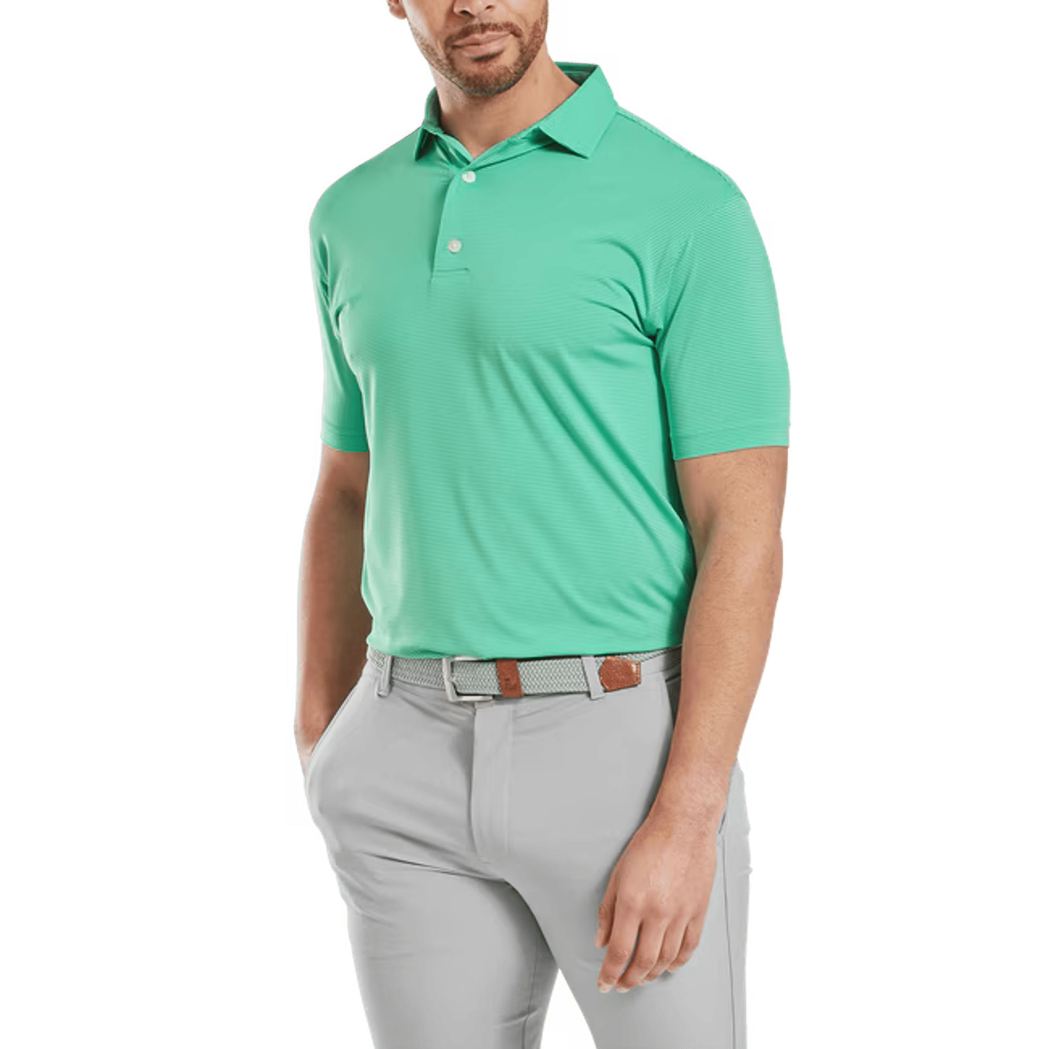 Footjoy Micro Feeder Stripe Lisle Polo Herren