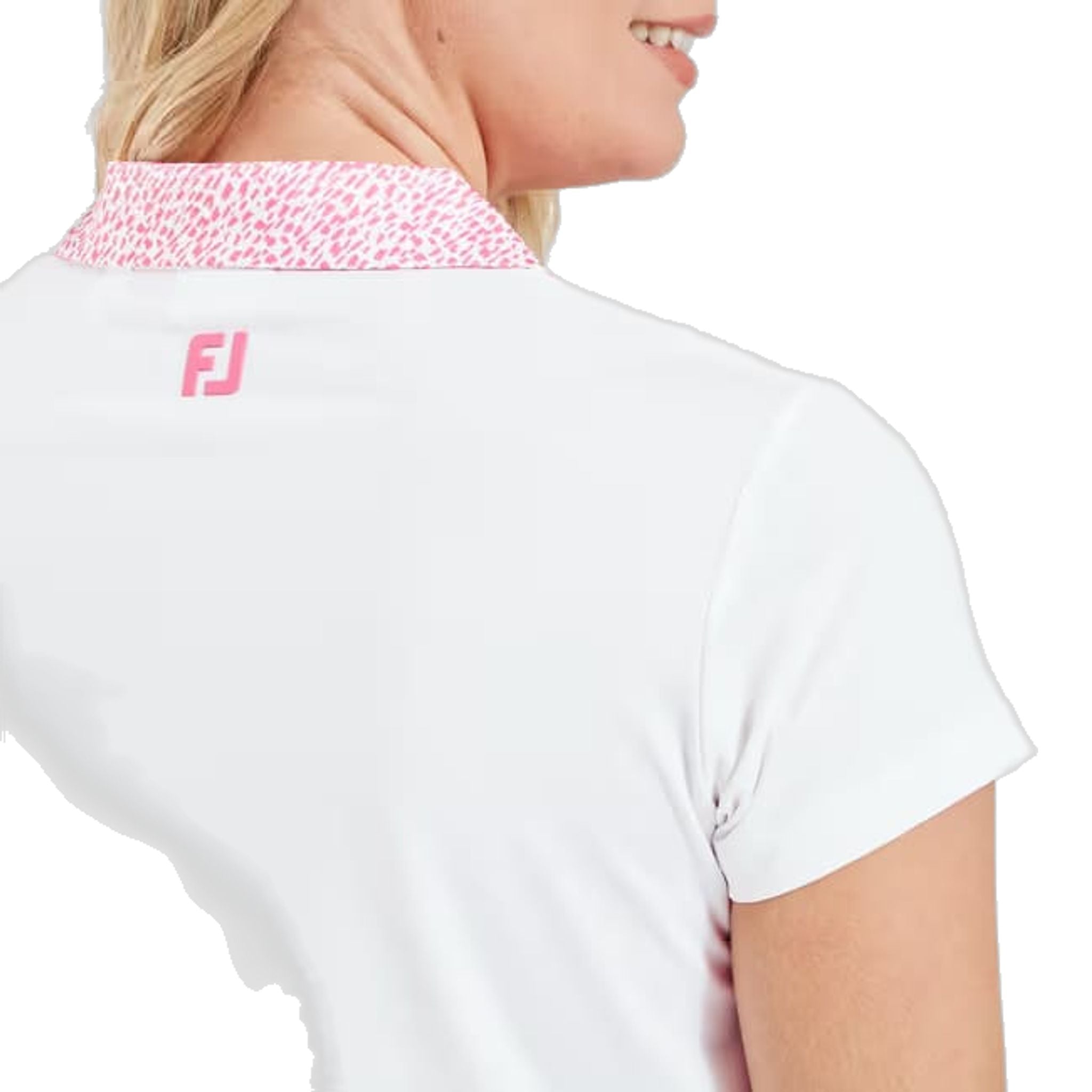 Footjoy Cap Sleeve Print Trim Lisle Polo Damen