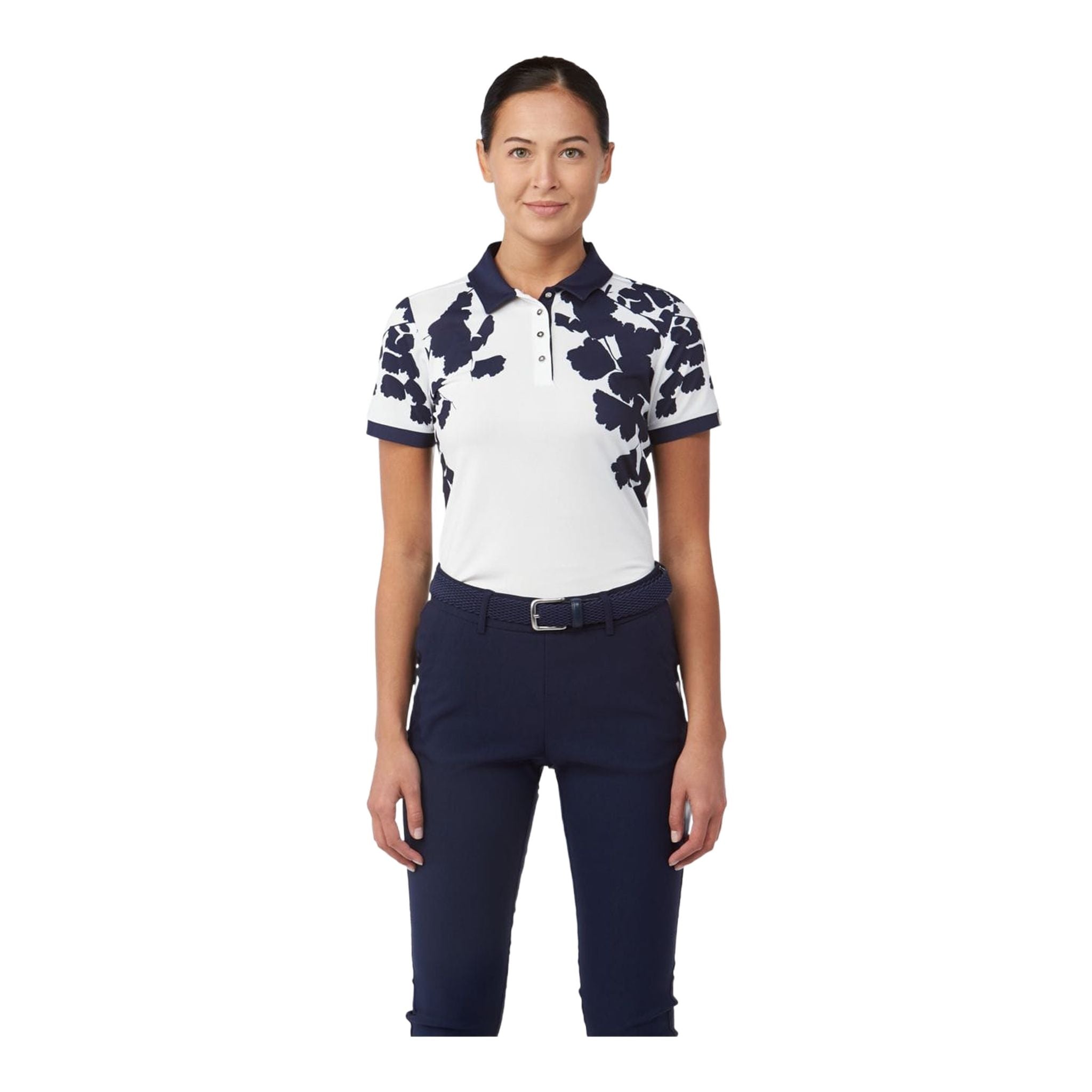 Kjus W Enya Printed SS Polo White/Atlanta Blue Damen